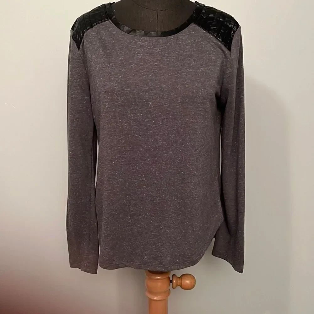 One Clothing Women's Gray Leather Long Sleeve Shirt